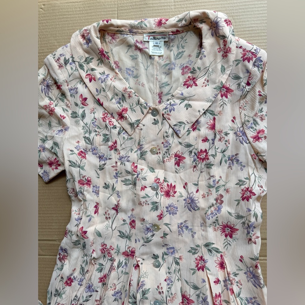 Talbots Women’s Button Down Floral Pattern Dress … - image 2